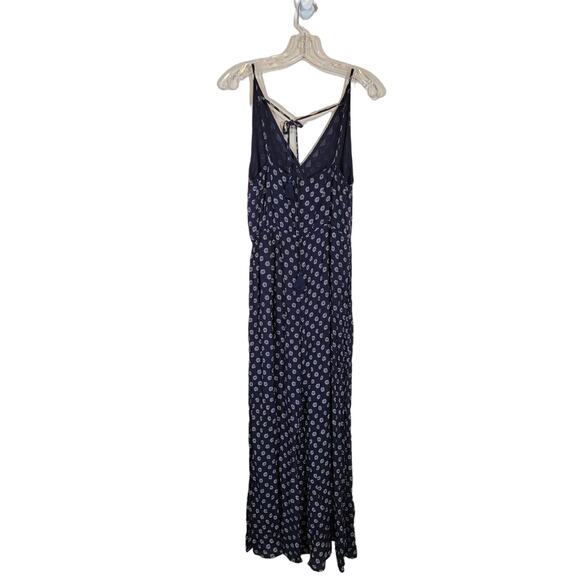 1. State Women's Floral Jumpsuit Embroidered Detail V Neck Blue Leg Slits Large - Picture 8 of 13